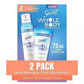 Secret Whole Body Deodorant Duo, Peach & Vanilla Blossom, 2 pk.