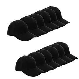 Parquet Solid Color Baseball Caps -Polo Style Plain Blank Adjustable Size-for Teams, Dad's & More (Black) 12 Pack