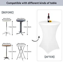 KAYBTNT Set of 3 Bar Table Covers, Diameter 80 cm, Many Colours, Spandex Stretch Bar Table Covers, Reinforcement in the Foot Area, Elegant Round Tablecloth for Bistro Table, Wedding, Cocktail Party,