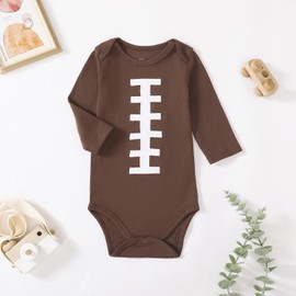 Chichoo Newborn Baby Football Outfit Boy Girl Long Sleeve Bodysuit Infant Romper Bodysuit Interlock 195 Gsm Fall Winter Clothes(Football-L,18-24 Months)