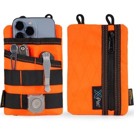 VIPERADE VE3 Tool Pouch Pocket Organizer, Nylon Tool Belt Loop Pouch with 4 Pockets Tool Storage EDC Pouch for Flashlight/Pocket Knife, Tactical Pen, Notebook (X-PAC-Hot Orange)