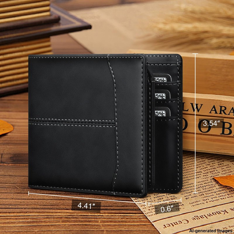 furid Top Grain Leather Wallet Men: RFID Minimalist Bifold Credit