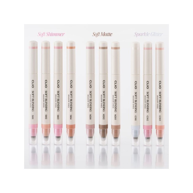 CLIO Soft Blending Shadow Stick 1.4g [Shimmer/Matte/Glitter], Color:S101. Fallin Peony