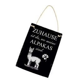Slate Sign with German Text "Zuhause ist wo meine Alpakas sind (Zuhause ist wo meine Alpakas sind ") [German Language]