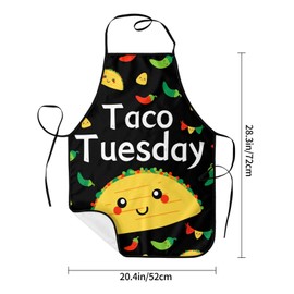 Shuwekk Taco Apron for Women Men Chef, Taco Tuesday Bib Aprons Professional Chef Aprons with Extra Long Ties, Waterdrop Resistant Waiter Hostess Apron for Holidays Grill
