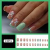 RUPOFUZA Green French Press on Nails Square Short Fake Nails