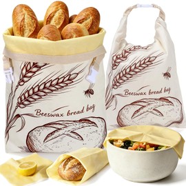 2-Pack Beeswax Bread Bags & 3 Wraps for Sourdough & Homemade – Fold Buckle
