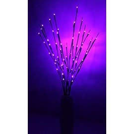 Fantasee - Juego de 3 ramas de luz LED de 76 cm para decoración de interiores, tiendas, ventanas, jarrón, mesa, sala de estar, 3 unidades, color morado