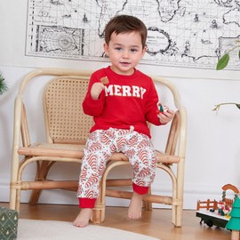 Lucikamy Toddler Baby Boy Girl Christmas Outfits Print Long Sleeve Tops Jogger Pants Sets Infant Xmas Fall Winter Clothes (Red-Tree, 0-6 Months)