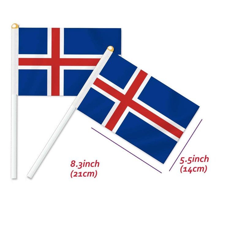 Pack of 25 Iceland Handheld Flag, Iceland Decoration, Hand Held