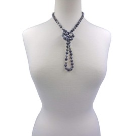 MGR MY GEMS ROCK! 7-8MM 36 Inch Long Matte-Finish Genuine Semi-Precious Stone Natural Spider Vein Jasper Endless Infinity Opera Length Hand Beaded Mala Chakra Strand Necklace for Men or Women.