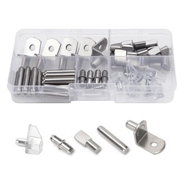 YIXISI 55 Pieces 5 Styles Shelf Support Shelf Brackets, Stainless Steel Shelf Support Pins Shelf Pins for Kitchen Cabinet Bookcase Furniture, 5 mm, 6 mm