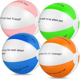 Poen 4 Pcs 12 Inches Classroom Beach Ball Game Conversation Starter Reading Comprehension Manipulatives Indoor Recess Games for Elementary School Games Classroom Essentials Teachers