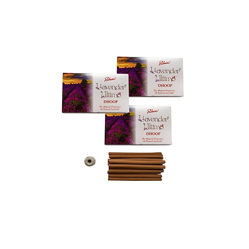 Padmini Incense Lavender Dhoop Sticks (3 Pack - Total 45