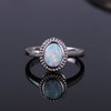 KELITCH Synthetic Opal Silver Ring, Handamde Egg Round Ring for