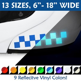 Set of 2 Reflective Checkered Stripes Decals, Racing Flag Motorcycle Helmet Sticker Kit #1220R-Sizes