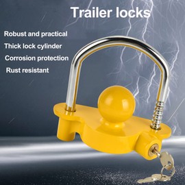 Miucoguier Anhängerschloss, Hochsicherer Anhänger Diebstahlschutz Anhänger Schloss Diebstahlsicherung Anhängerschlösser Messing Kreuzschloss mit Schutzkappe zum Schutz des Wohnwagens (Gelb)