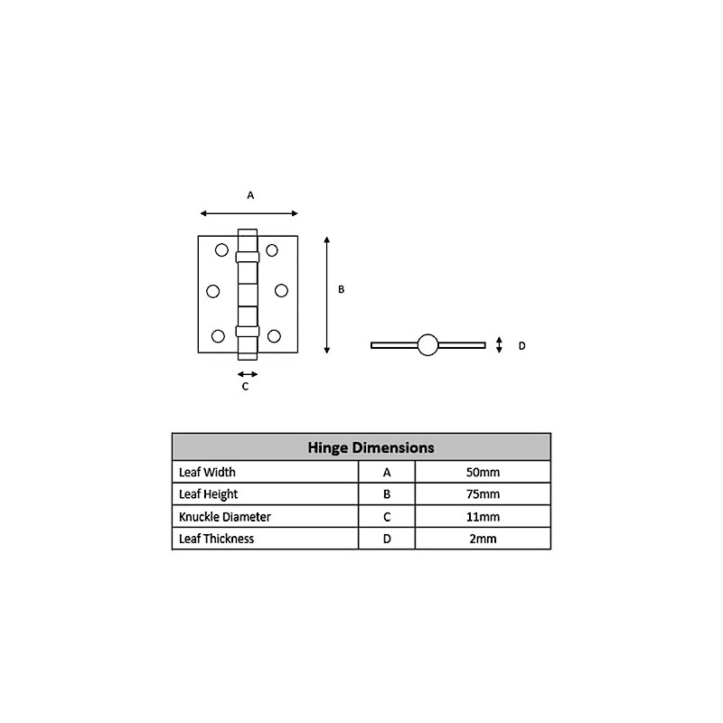 HANDLEZONE® Door Hinges 1 Pair 76mm / 3 inch Ball