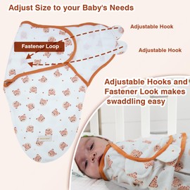 3 Pack Swaddling Sack Baby 0-3 3-6 Months Baby Blanket Swaddling Cloth Baby Sleeping Bag Newborn Swaddle Blanket Made of 100% Cotton (Orange, L)