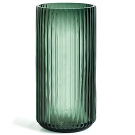 Muyan 9.8" Flower Vase for Decor Ribbed Glass Vase Modern for Centerpieces Desktop Home Office Dining Living Room Wedding (Green)