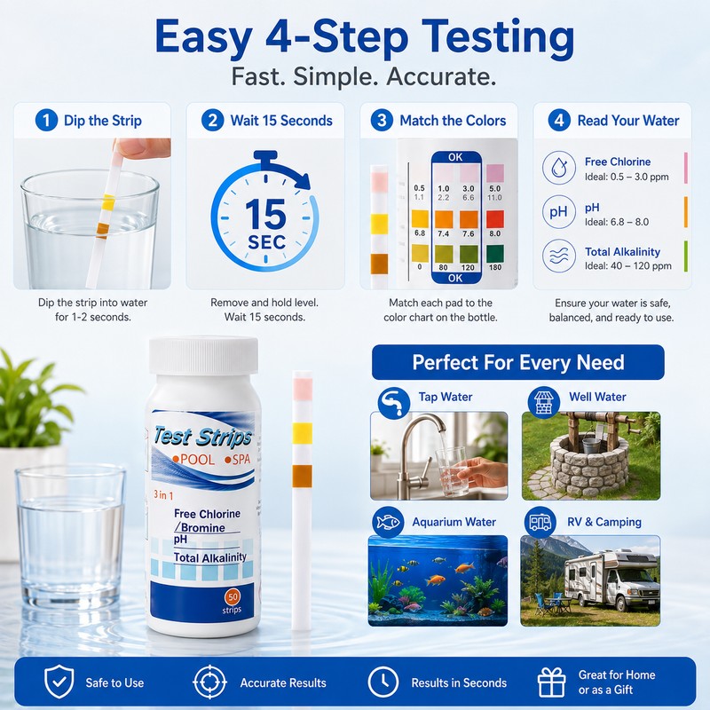 Water Test Strip Kit for Home Water Checks – 100-Count