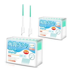 300 Pieces Interdental Brushes, SSS - M Size, Soft Rubber, I-Shaped, Kanbushi, Highly Durable Rubber Brush, Soft, Extra Fine Board, For Cleaning Between Teeth, Portable (150 Pieces x 2 Boxes)