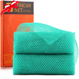 UJFQBH 2 Pieces African Bath Sponge African Net Long Net Bath Sponge Exfoliating Shower Body Scrubber Back Scrubber Skin Smoother,Great for Daily Use (Green)