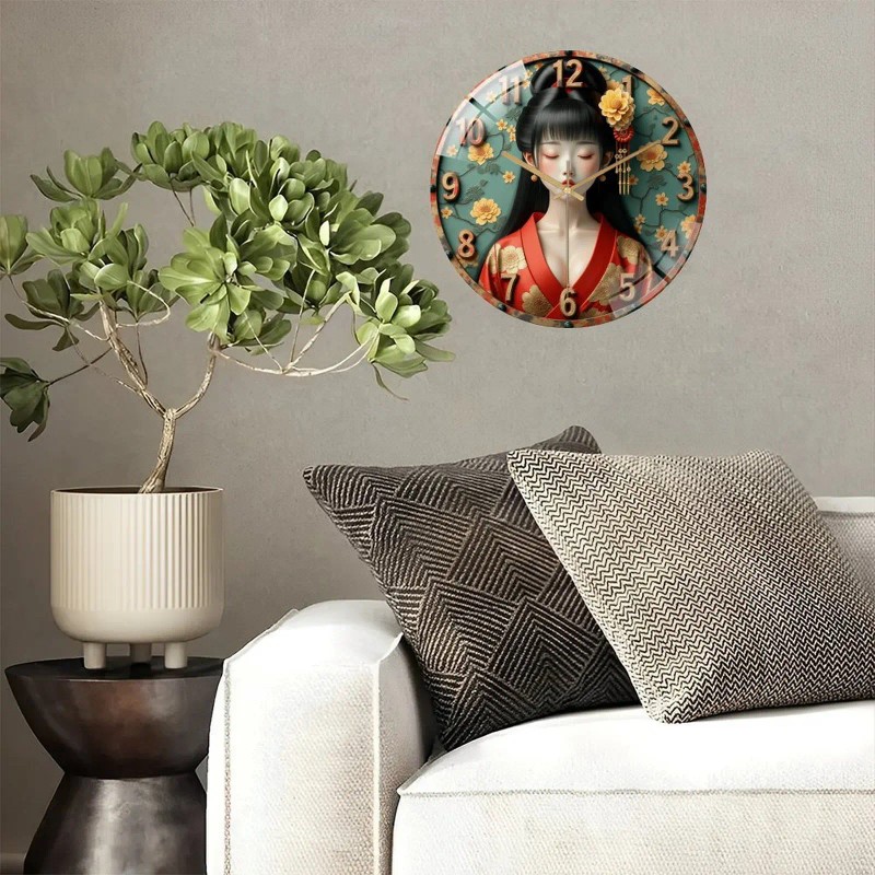 Large 12 Inch Glass Wall Clock with Extended Battery Life