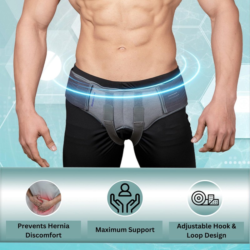 Wonder Care Grey Inguinal Hernia Support Truss brace for Single/Double
