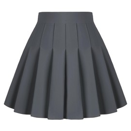 Dressever Women's Pleated Skirts Mini Skater Basic Skirt High Waist Tennis Skirt School Uniform Cheerleader Skirts Grey XL