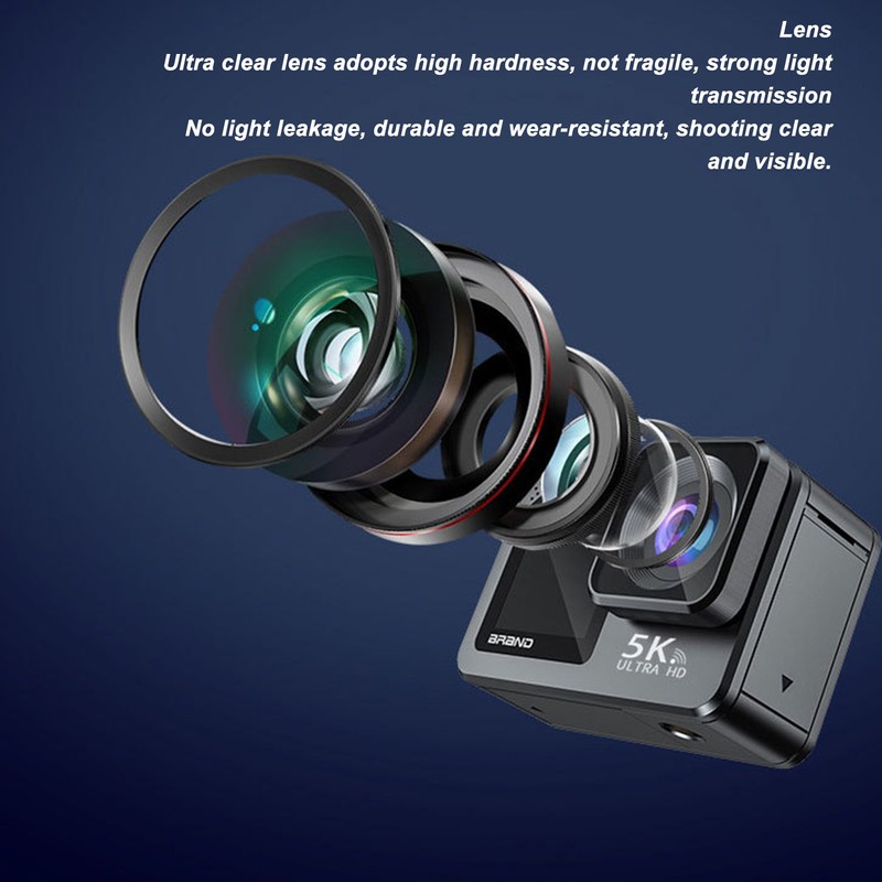 5K30FPS WiFi Action Camera Front and Rear Dual Screen Built