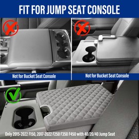 Center Console Armrest Cover for Ford F150 2015-2022, F250 F350 F450 F550 2017-2022, PU Leather Car Interior Accessories, Middle Console Cover Box Lid Protector Cushion Pad (40/20/40 Split Seat Only)