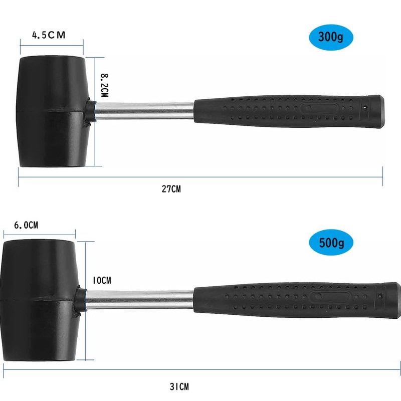 Rubber Mallet Rubber Hammer 300g/500g Stainless Steel Tube Rubber Handle