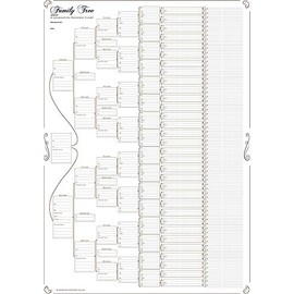 Family Tree Chart; Compact 8 Generation Pedigree Chart 120g Paper (Plain, Folded)