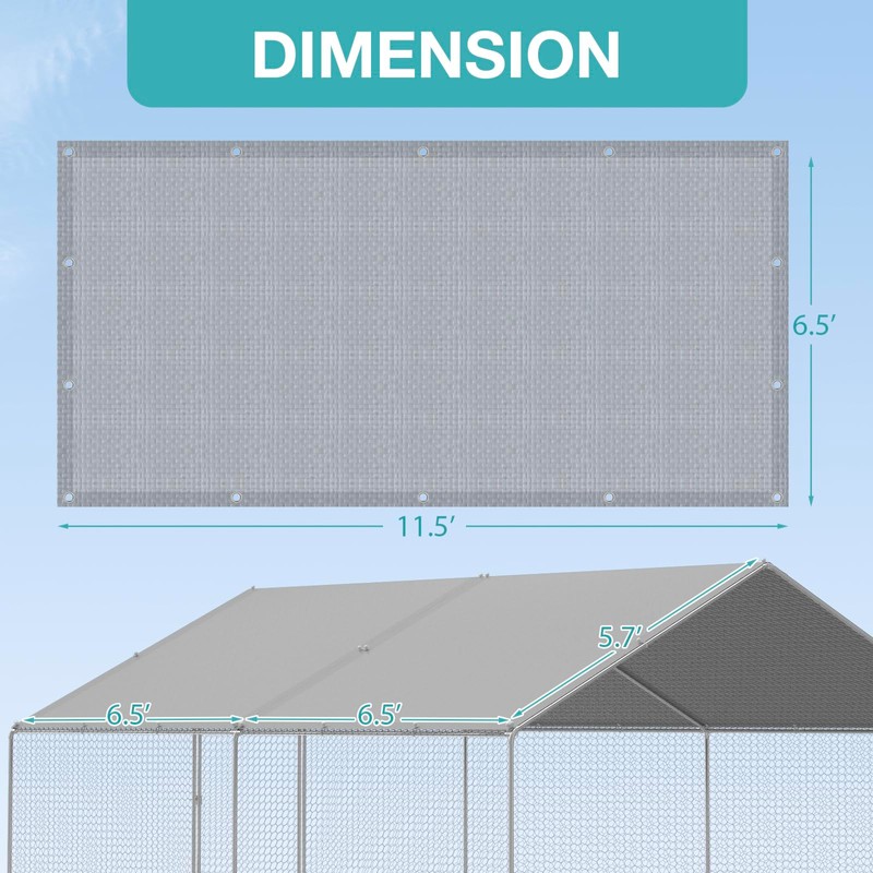 Chicken Coop Cover Waterproof, 11.5 * 6.5 FT Chicken Run
