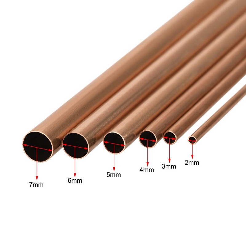 sourcing map 6pcs Copper Tubing 2mm 3mm 4mm 5mm 6mm