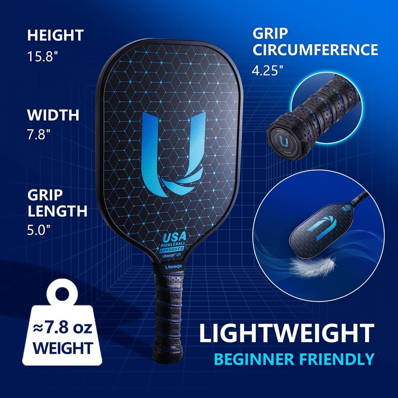 Uteeqe Pickleball Paddles Set of 2, Graphite, Thermoformed One-Mold, Semi-Textured