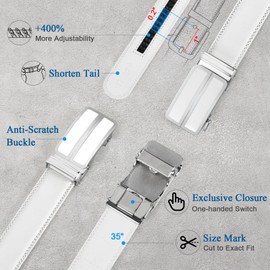 ITIEZY Men's Automatic Belt Designer Leather Belt Buckle Black, white 2