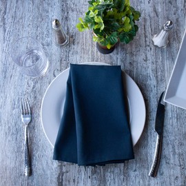 Arkwright Restaurant Cloth Napkins - (Pack of 25) Spun Polyester Dinner Napkin with Hemmed Edges - Ideal for Dinner, Wedding, Party, Banquet, Kitchen, 20 x 20 in, Navy