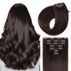 Sunya Clip-In Real Hair Extensions, Dark Brown, Remy Clip-In Real