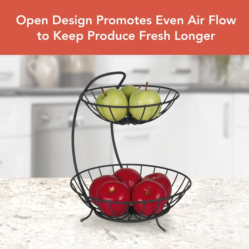 Spectrum Yumi 2 Tier Fruit Basket Server for Kitchen Counter