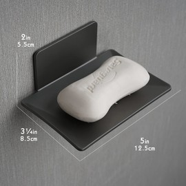 2 Pack Soap Dishes for Bathroom, Bar Soap Holder with Self Draining Tray, Soap Tray for Shower Wall, 4 Slot Self-Adhesive Soap Container (Gun Grey)