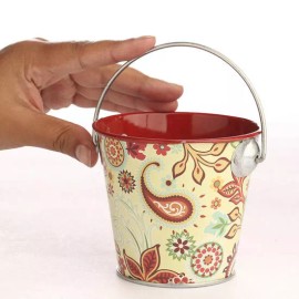 Unbranded Bulk Lot of 10 Retro Inspired Floral and Paisley 3-1/2" Metal Favor Buckets
