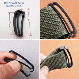 Samcos Tape Clips, Belt Clips, Set of 10, Plastic for Webbing Belts, Belt Stoppers, Lightweight, Adjuster Set, Backpack, Bag, Outdoor Use, Secure, Multi-functional, Camping Equipment, Supplementary