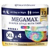 NorthShore MegaMax Adult Overnight Diapers, 12-Hour Tab-Style, X-Large, 4 Count