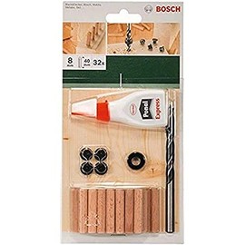 Bosch 2609255306 40mm Dowel Set with Diameter 8mm (32 Pieces)