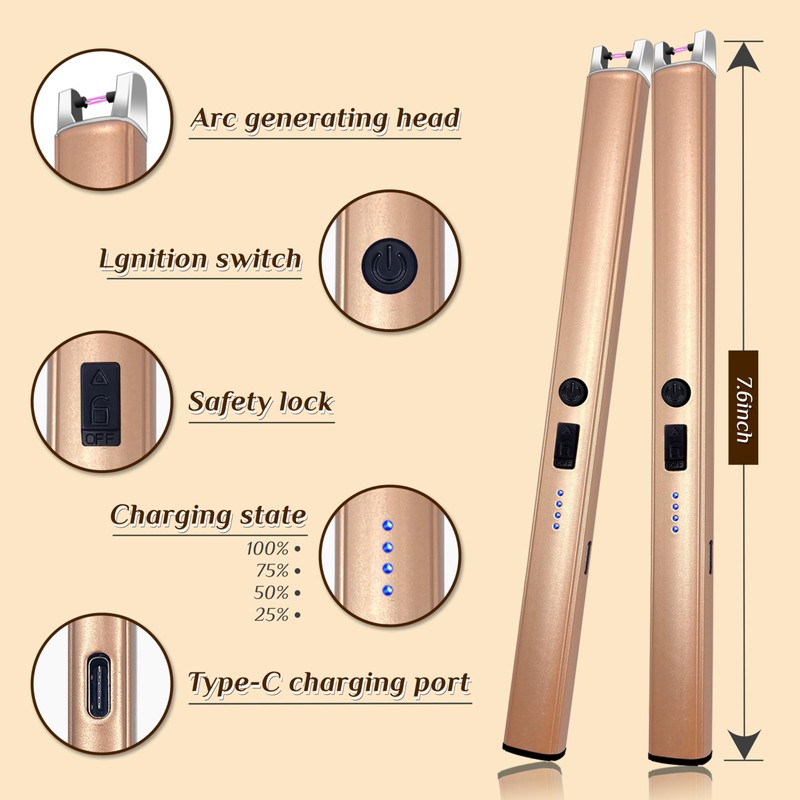 2 PCS Candle Lighter,Windproof Flameless Electric Lighter with LED Power