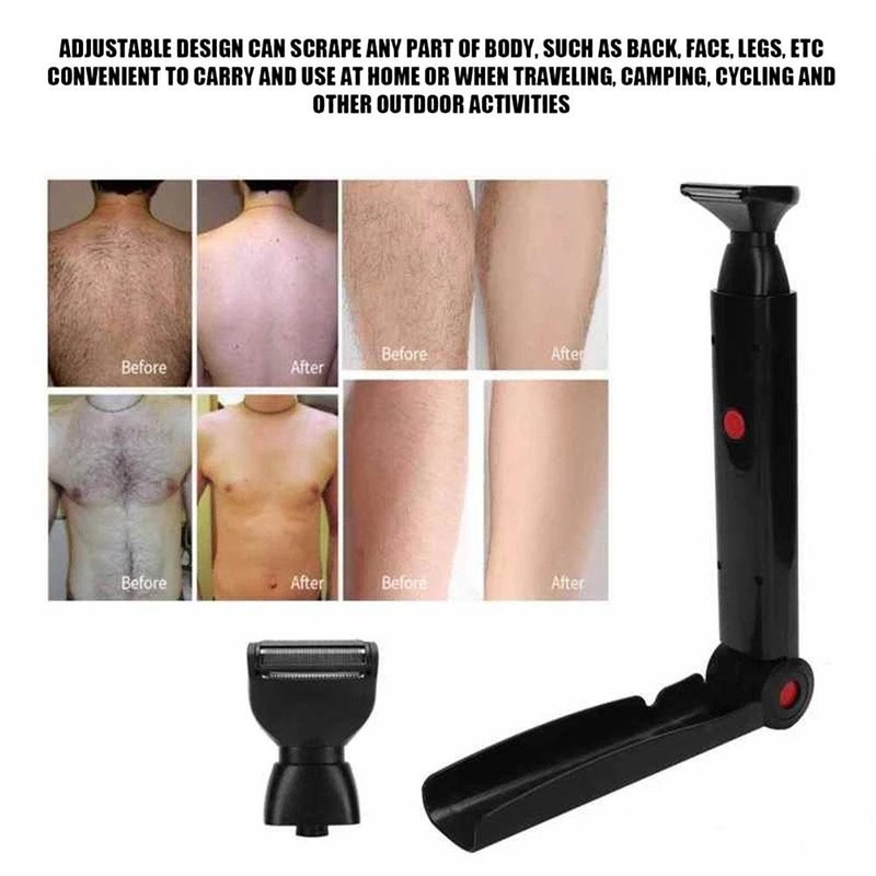 Electric Back Hair Shaver Trimmer USB Rechargeable Body Hair Removal