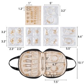 E1mity Travel Jewelry Organizer Case, Jewelry Storage Bag Portable Book with Pouch Clear Pages, Velvet Jewellery Organiser Holder with Handles for Women Necklaces, Earrings, Rings, Bracelets (Black)