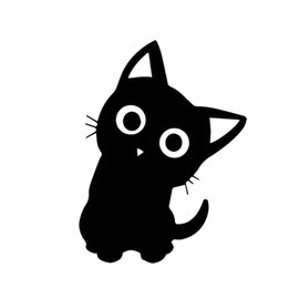 Black Cat Car Sticker, Cartoon Head Tilting Cat Sticker, Cute Cat Sticker, Waterproof, UV-Resistant and Colourfast, Suitable for Cars, Motorcycles, Laptops (1 Piece, 10.5 cm x 16 cm)